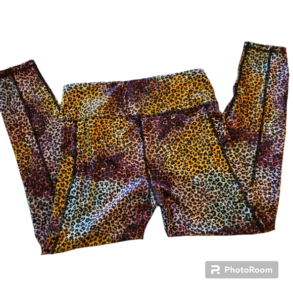 Pro Player Legging Multicolored Animal Print Capris Gym Yoga Pockets Women Med - Picture 3 of 8